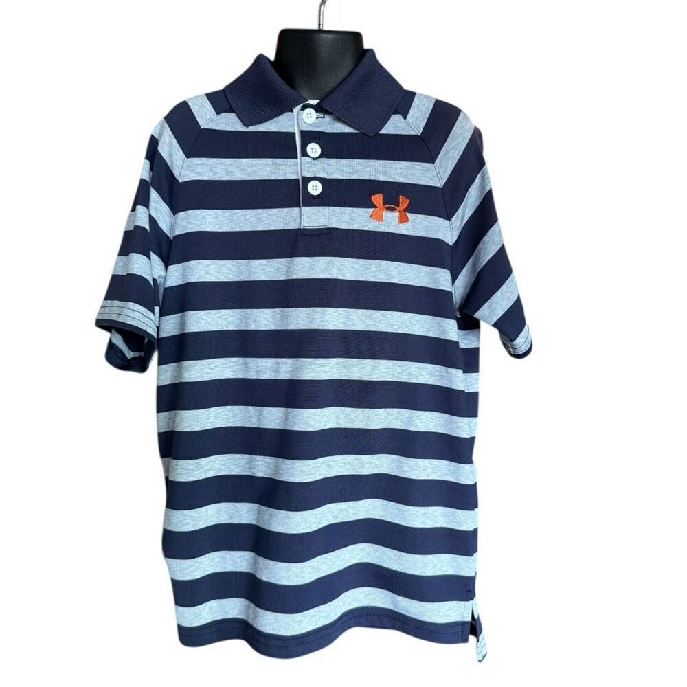 Youth Boys Under Armour Striped Heat Gear Dri Fit Golf Polo Shirt - Sz S